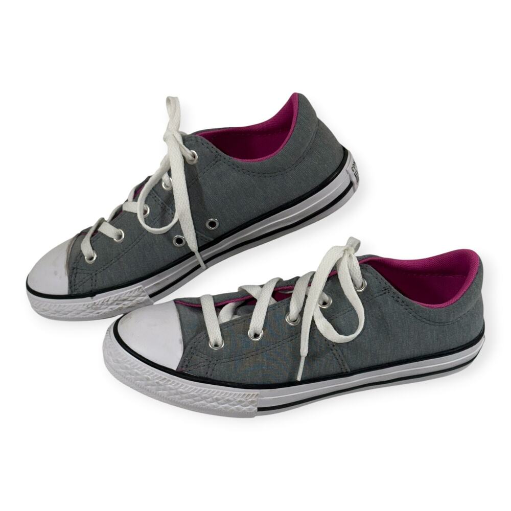 Converse All Star Casual Sneakers, Gray/Pink, Canvas, Youth 3.5Y